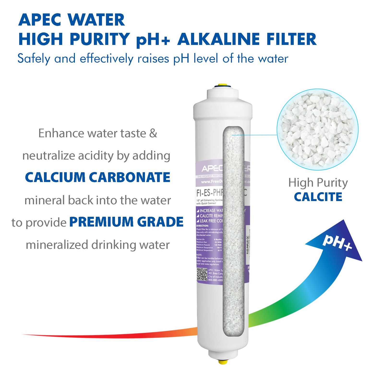 Systems PHPLUSKIT-14 US MADE 10″ Alkaline High Purity pH+ Calcium Carbonate I…