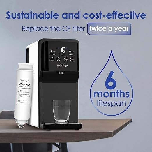 Waterdrop N1 Countertop Reverse Osmosis System, with one WD-N1-CF Water Filter