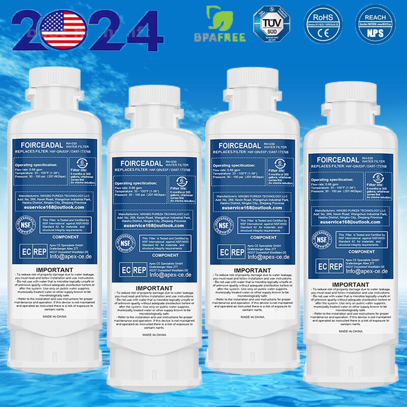 4Pcs for Samsung Refrigerator(DA97-17376B) HAF-QIN/EXP Replacement Water Filter