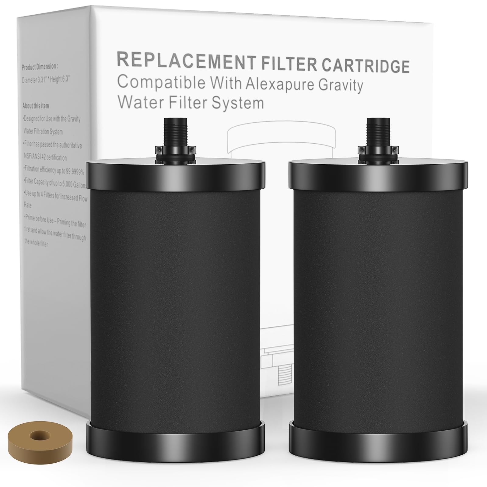 Alexapure 2387 Pro Water Filter Replacement, 3-Stage Filtration Reduces Chlor…