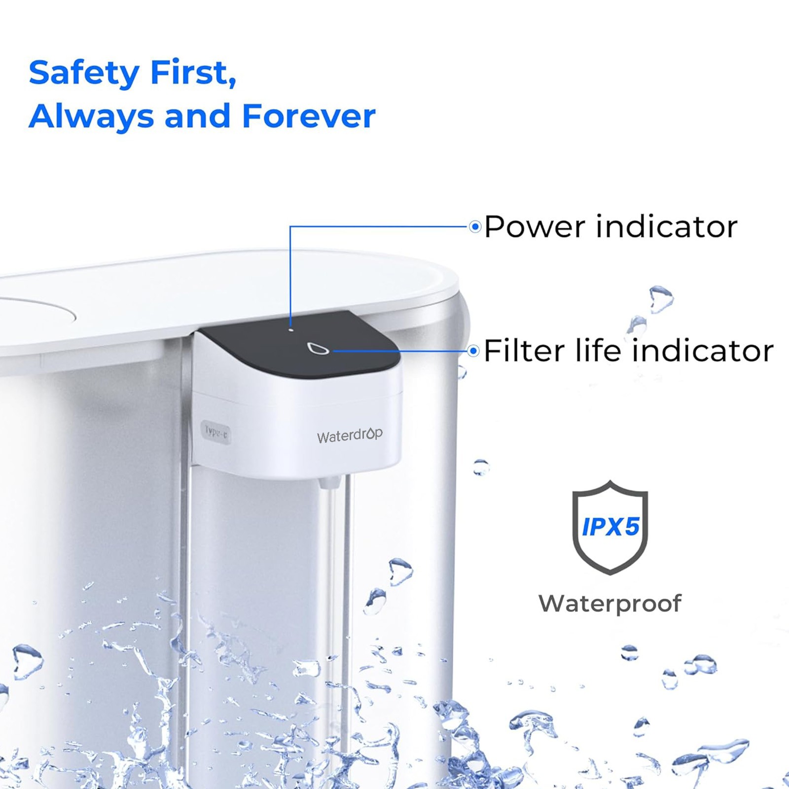 Waterdrop Compact Electric Water Filter Pitcher, Dispenser,14-Cup,with 1 Filter
