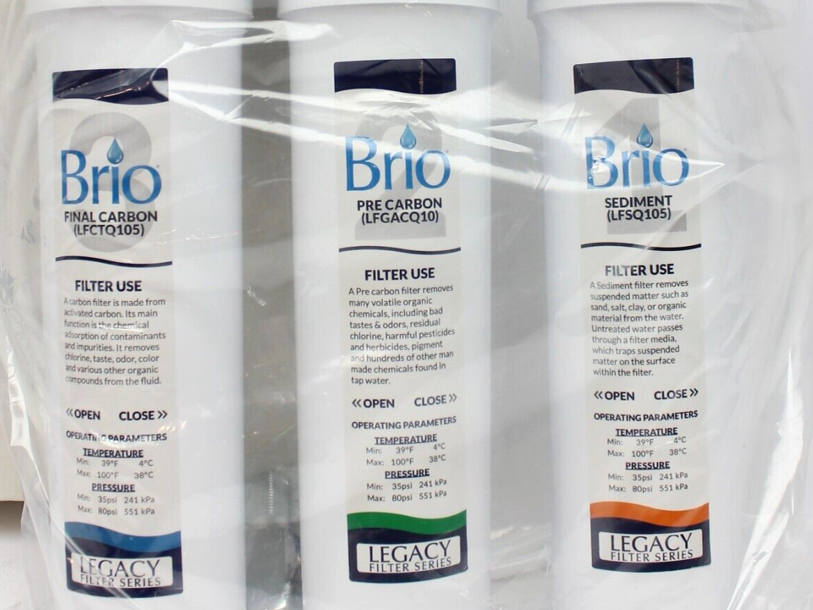 Brio 3 Stage Reverse Osmosis Water Filtration System for Faucet NFLUSFQ300