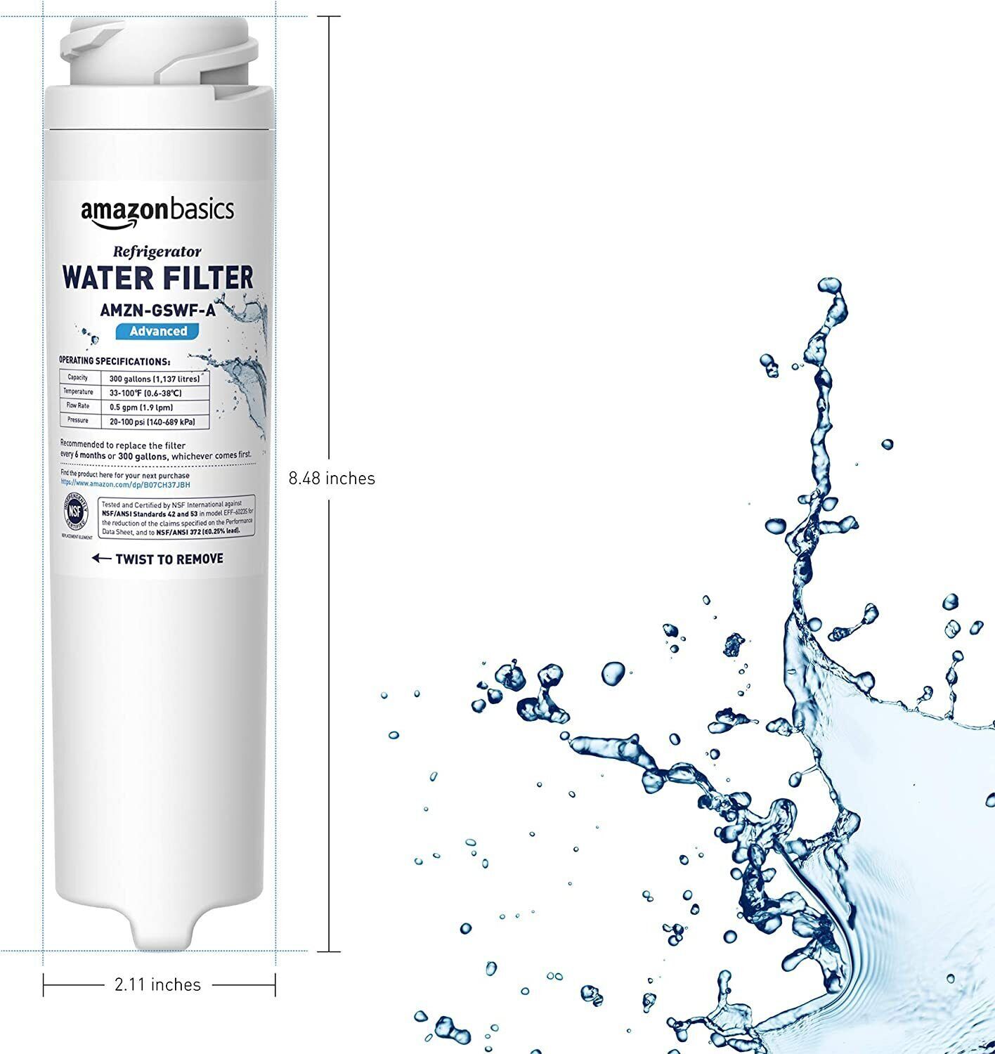 GSWF Water Filter Replacement for GE GSWF Advanced Filtration 1Pk or 3Pk
