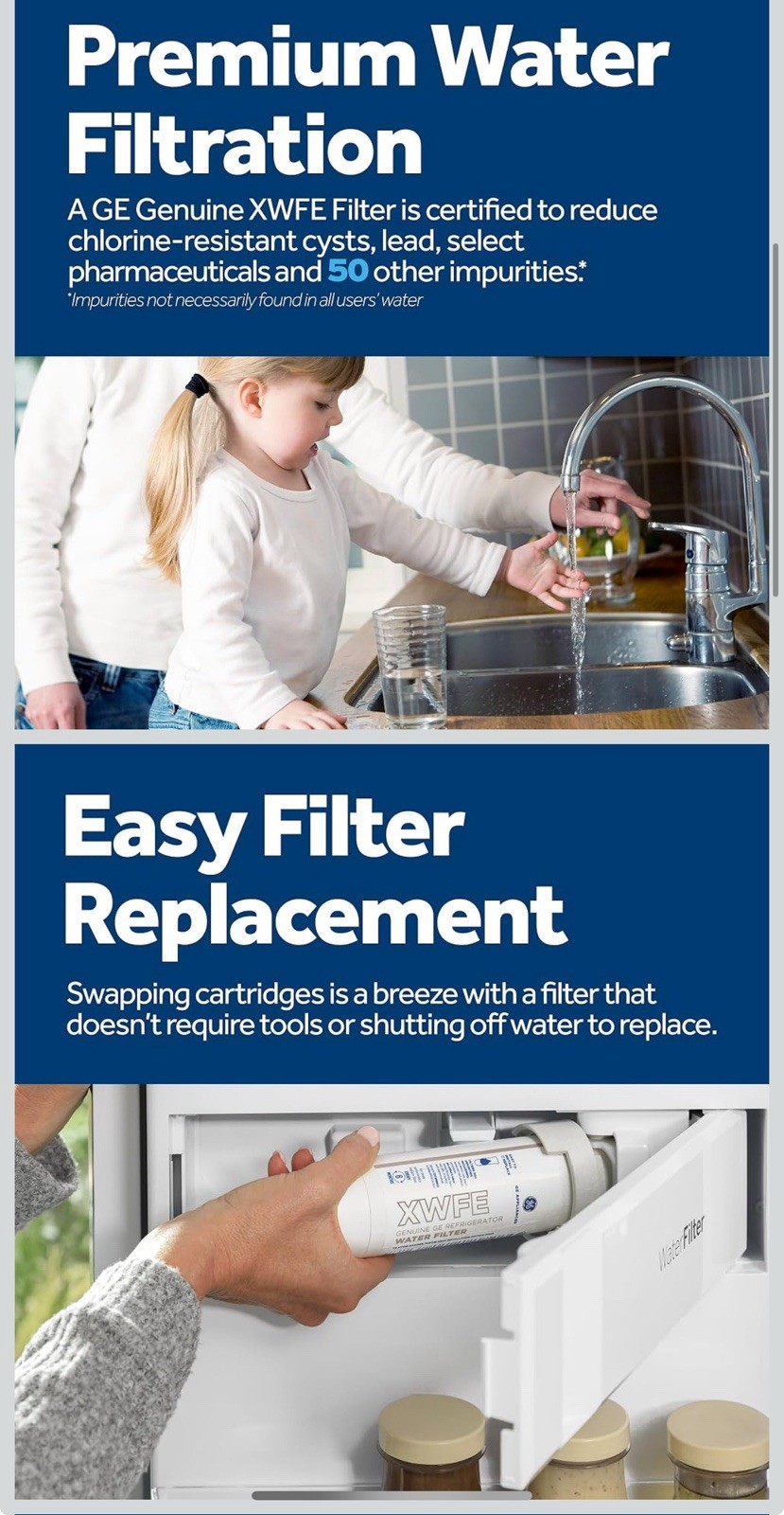 5 PACK GE XWFE Refrigerator Water Filter Replacment Without Chip US Stock