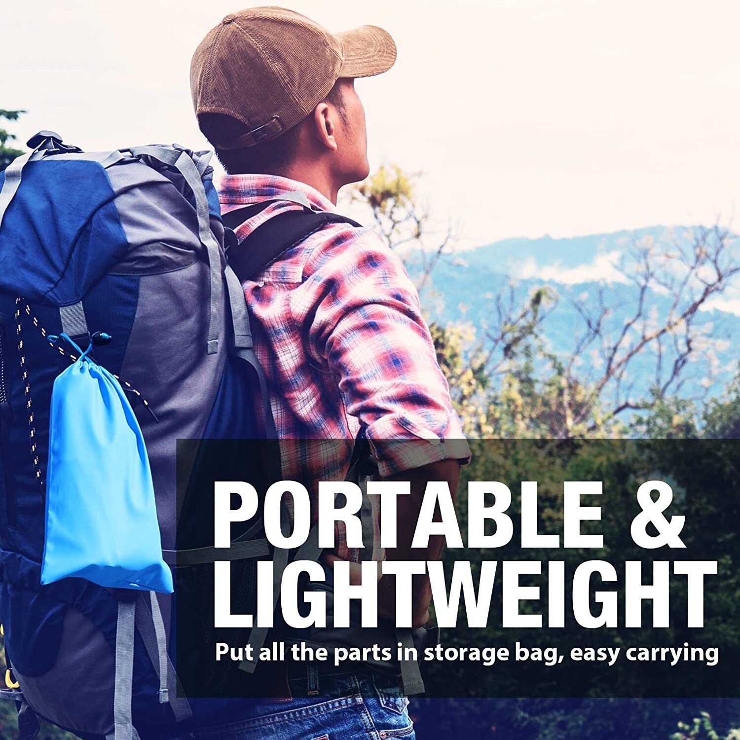 Gravity-Fed Water Filter Straw 3L Bag,Versatile Hiker Water Purifier Tree Strap