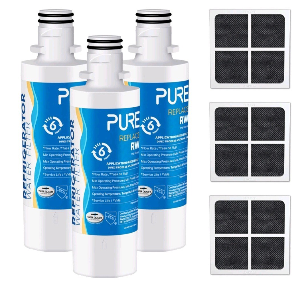 3 Pack PUREPLUS RWF4700AC Refrigerator Water Filter & Air Filter Fit for LG New