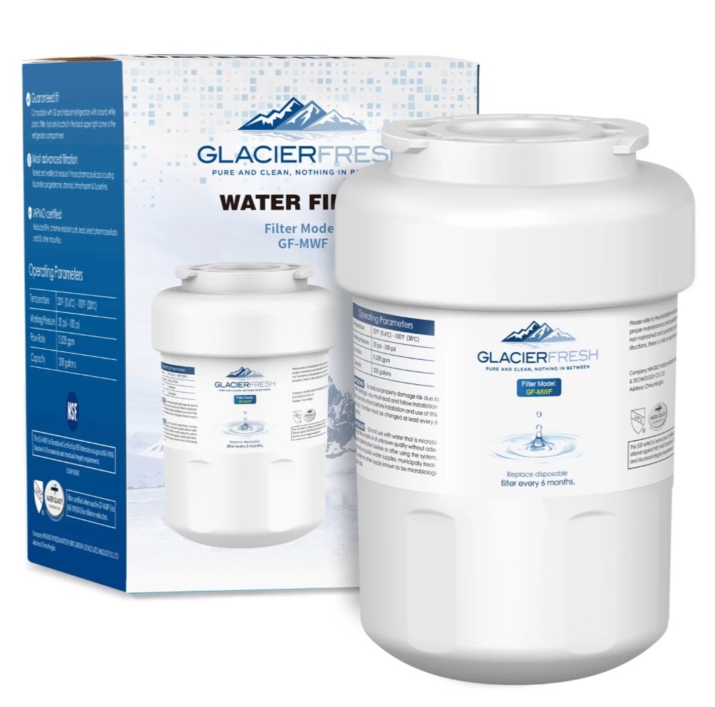 2 pack GLACIER FRESH MWF Water Filters for GE Refrigerators, NSF 42 GF-MWF
