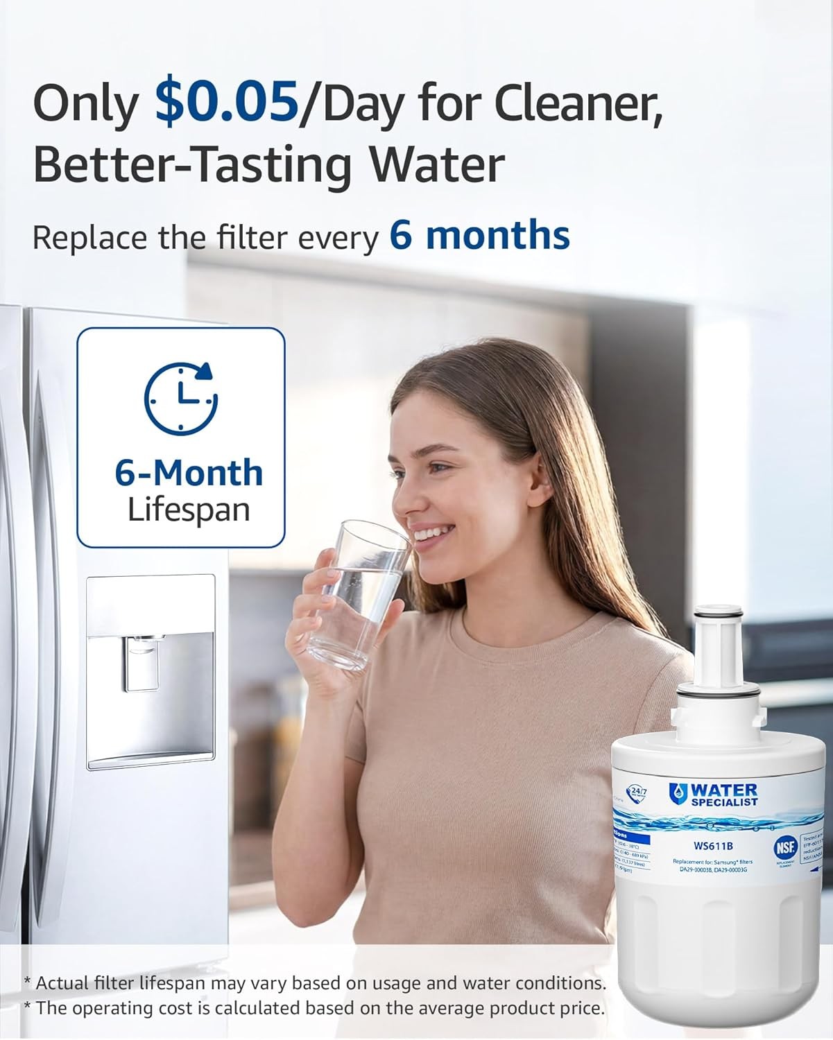 Waterspecialist Refrigerator Water Filter,Replacement for Samsung DA29-00003G