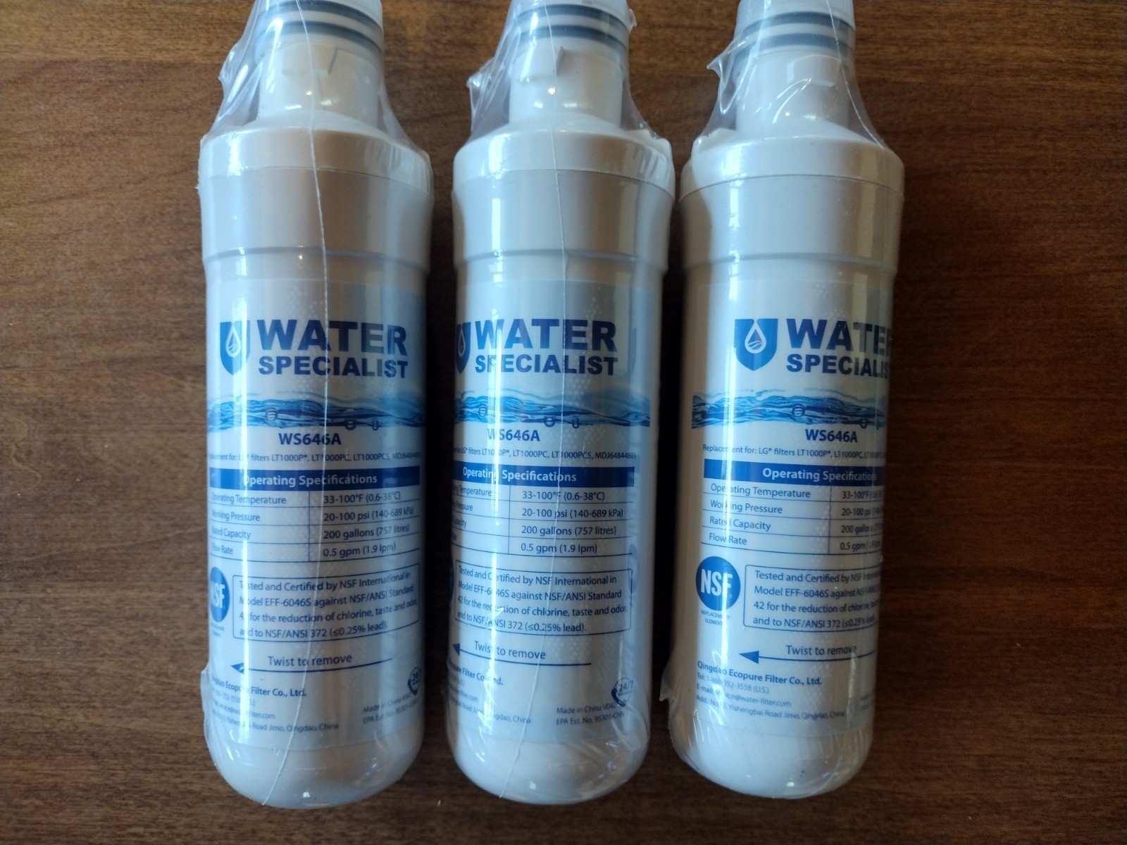 (3)WS646A Water Specialist: Replace LG LT1000P, LT1000PC, LT1000PCS, MDJ64844601