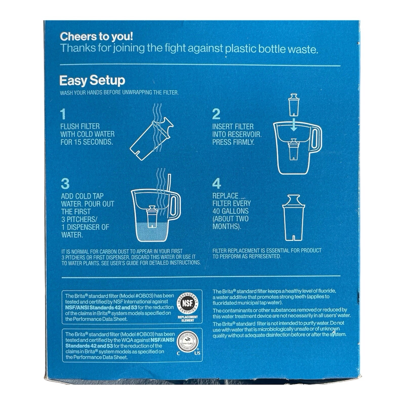 Genuine BRITA Standard Pitcher Replacement Filters 5 Filters Model #OB03 Sealed