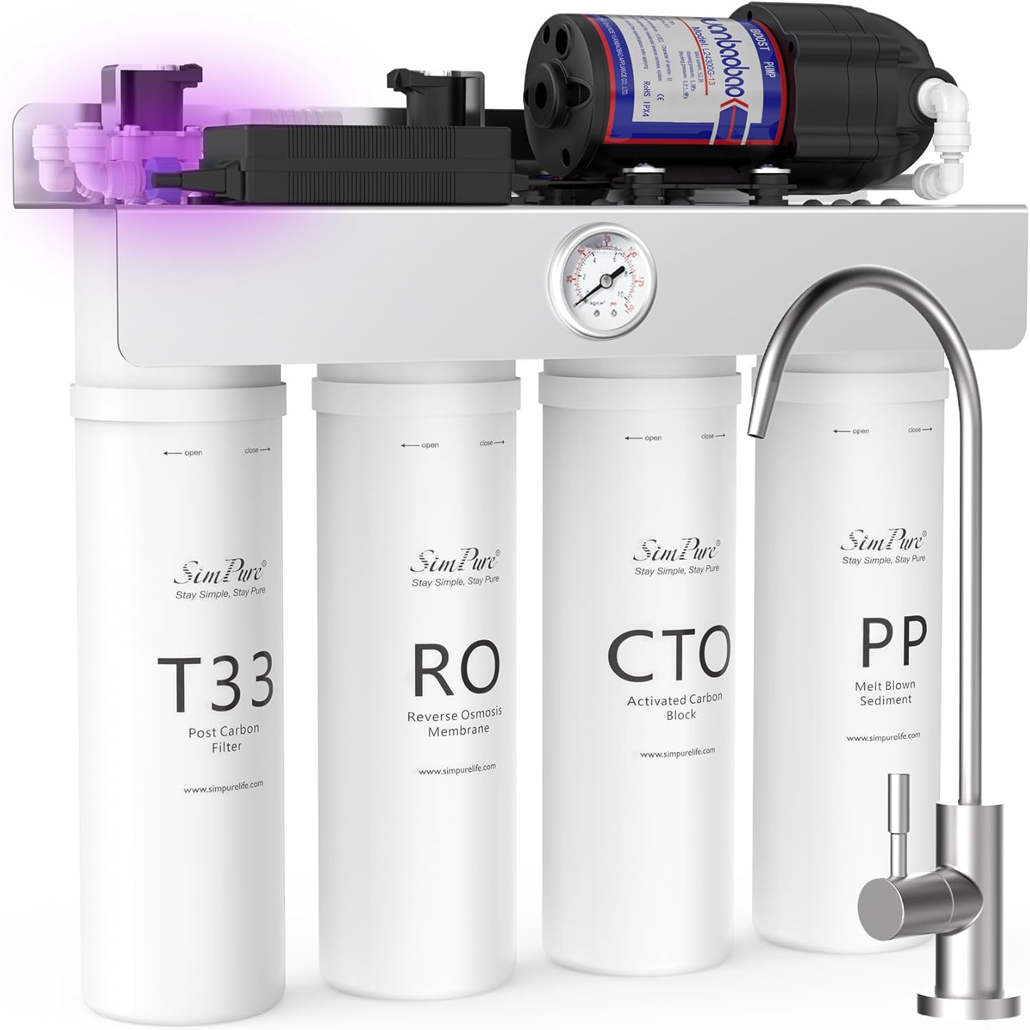 Simpure T1-400UV Tankless Reverse Osmosis System with UV, NSF/ANSI 58 Certified,