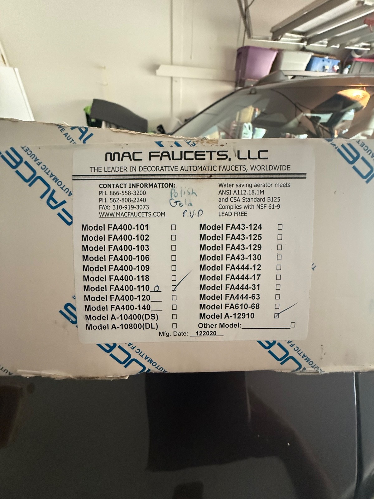 MAC Faucets FA400 Automatic Touchless Faucet – Polished Gold – New Open Box