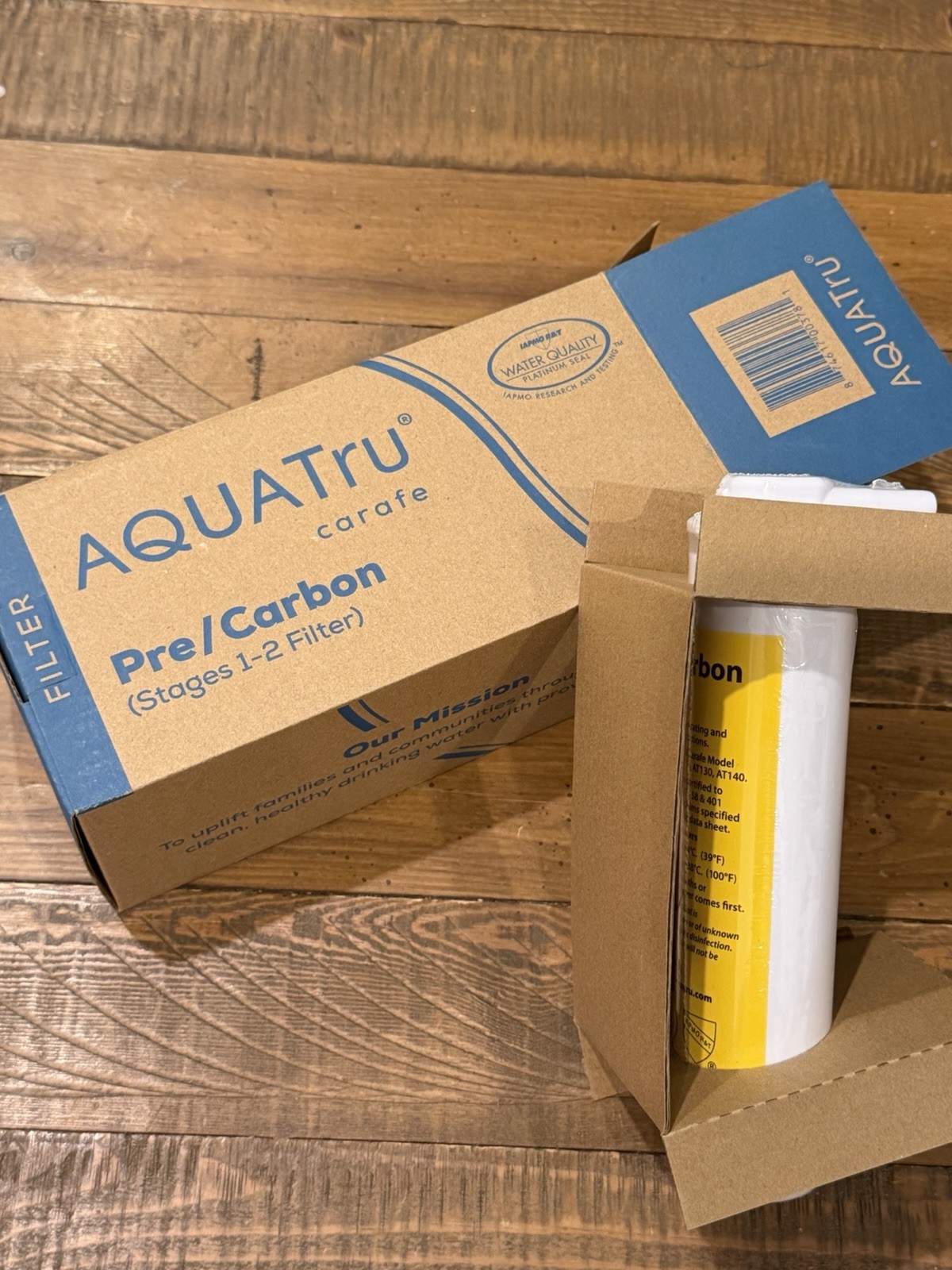 AQUA TRU Carafe AT100 1-2 Stage Pre/Carbon Filter 10AT100SF01 New BOX BOTTLE