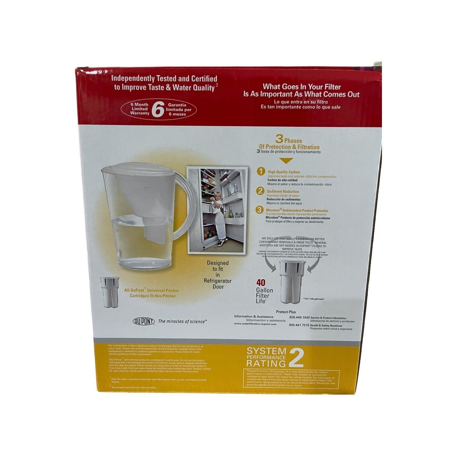 Dupont Vista Water Pitcher W/ 40 Gallon Filter Cartridge + 2 Extra Cartridges