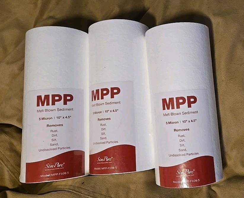 3x Sim Pure MPP-F10B-5 Home Water Filters – 5 Micron