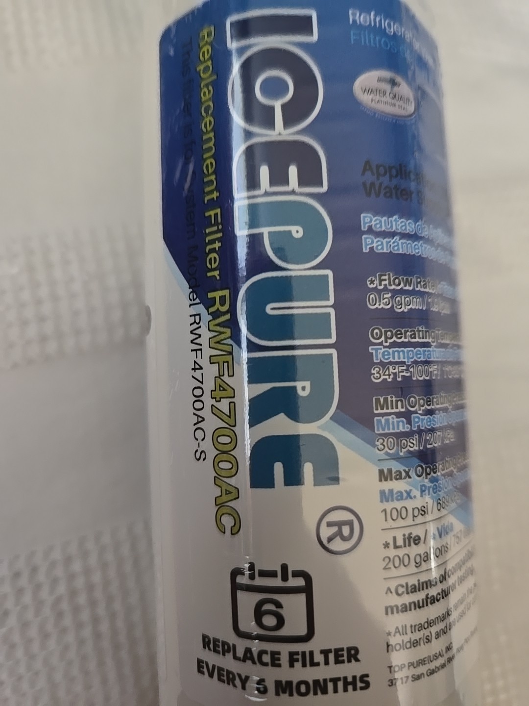 NEW Icepure Rwf4700ac Water Filter For LG LT1000P ADQ74793501 MDJ64844601 469980