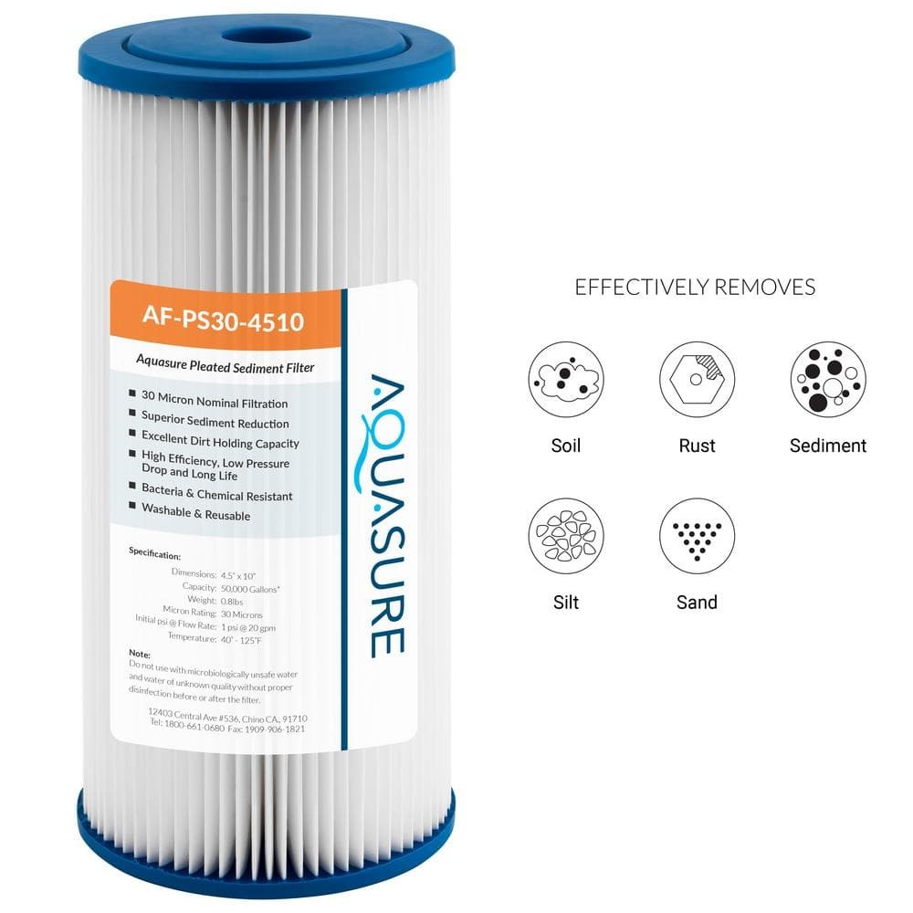 Fortitude 10 In. 30 Micron Pleated Sediment Whole House Water Filter