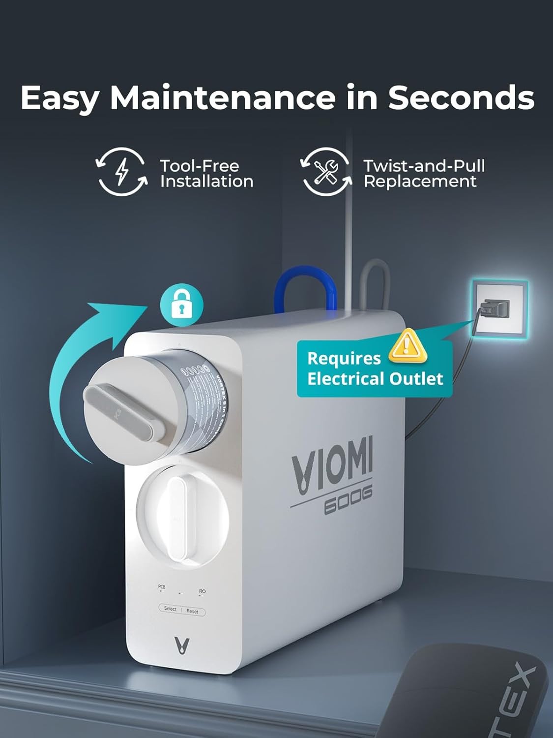 Viomi Vortex-6 Reverse Osmosis tankless 6 stage Water Filtration 600GPD New!