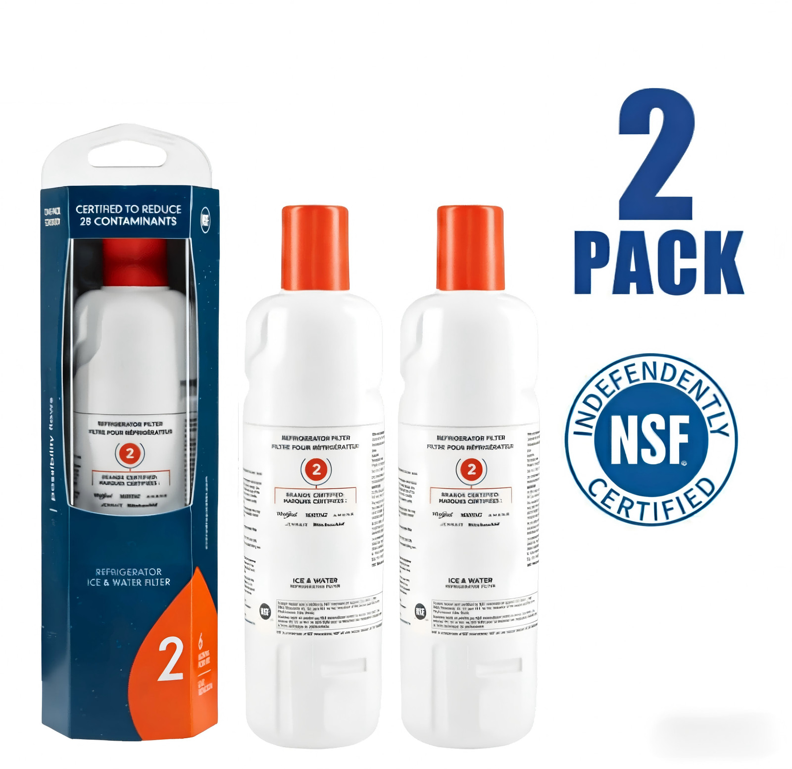 2 Pack-Refrigerator Ice Replacement W10413²645A EDR2²RXD1 Filter-US SHIPPED