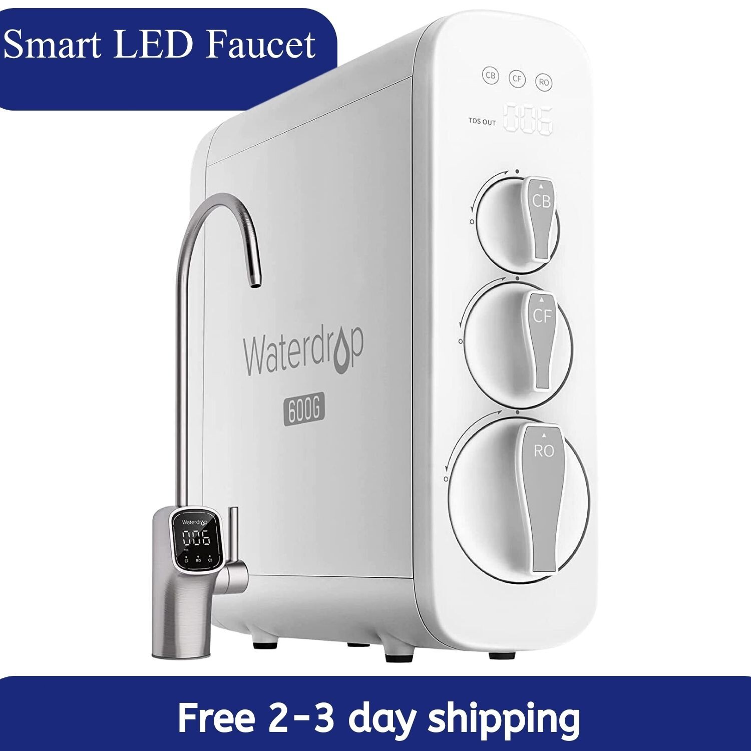 Waterdrop G3P600 Reverse Osmosis System, NSF/ANSI 58 & 372 Certified, 600 GPD