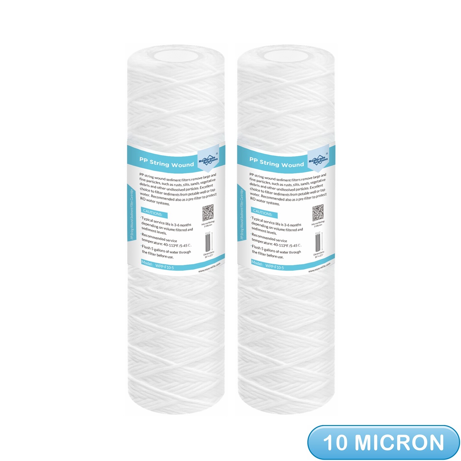 10 Micron 10″x2.5″ String Wound Whole House Sediment Water Filter for GE GXRM10G