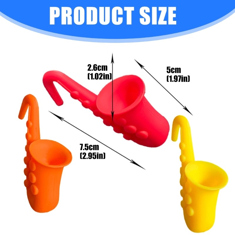 3Pcs Universal Silicones Pot Lid Lifter Saxophone Shape For Multiple Cookware