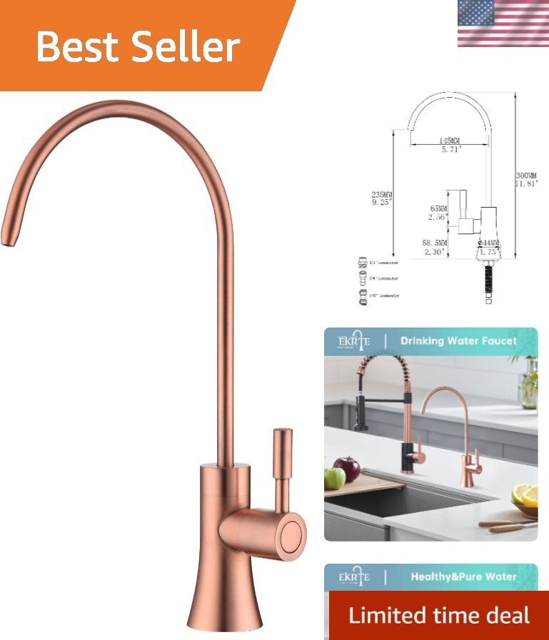 Rose Gold Copper Drinking Water Purifier Faucet – Elegant Kitchen Bar Fixture