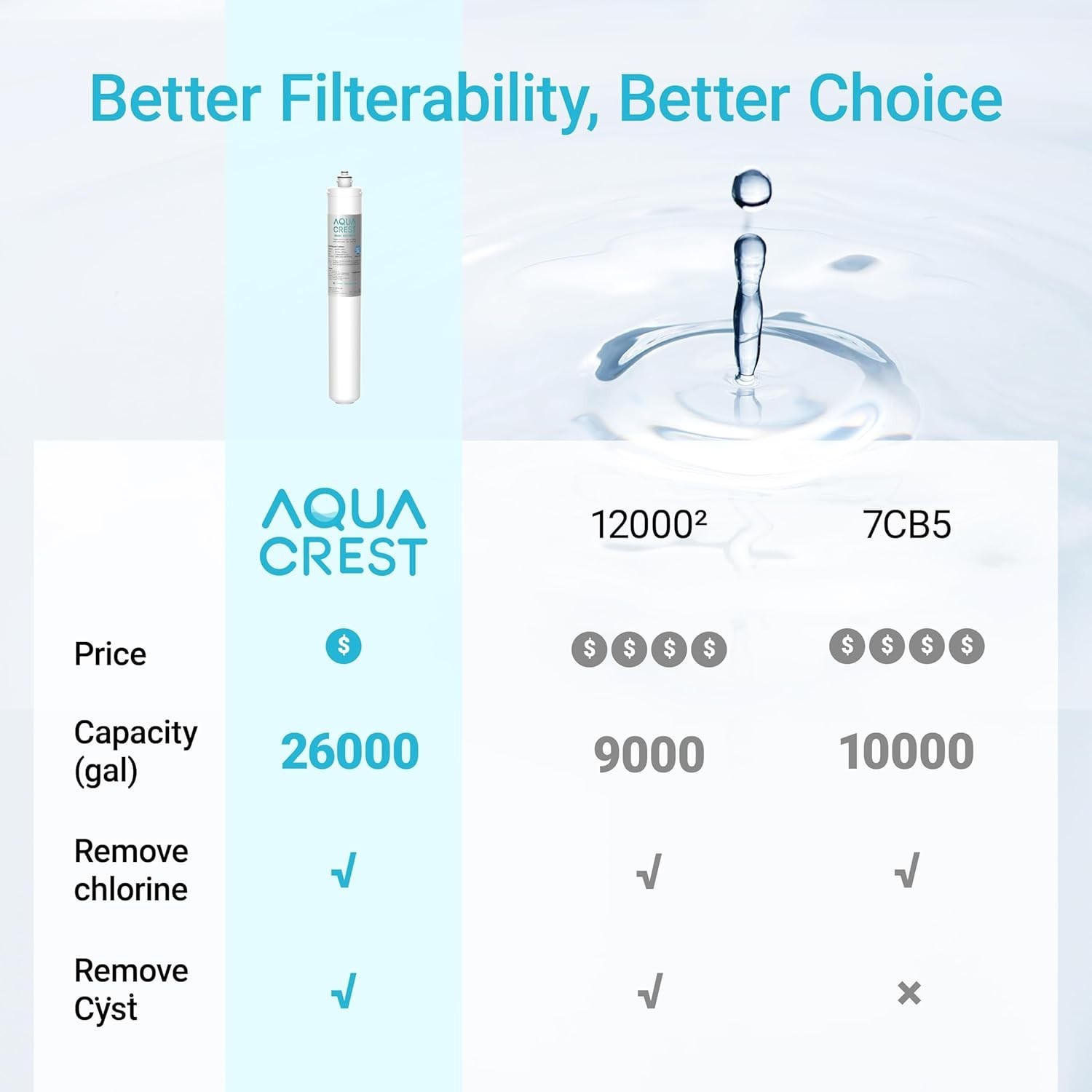 AQUA CREST I2000 2 Under Sink Water Filter, Replacement for Everpure i2000 (6)