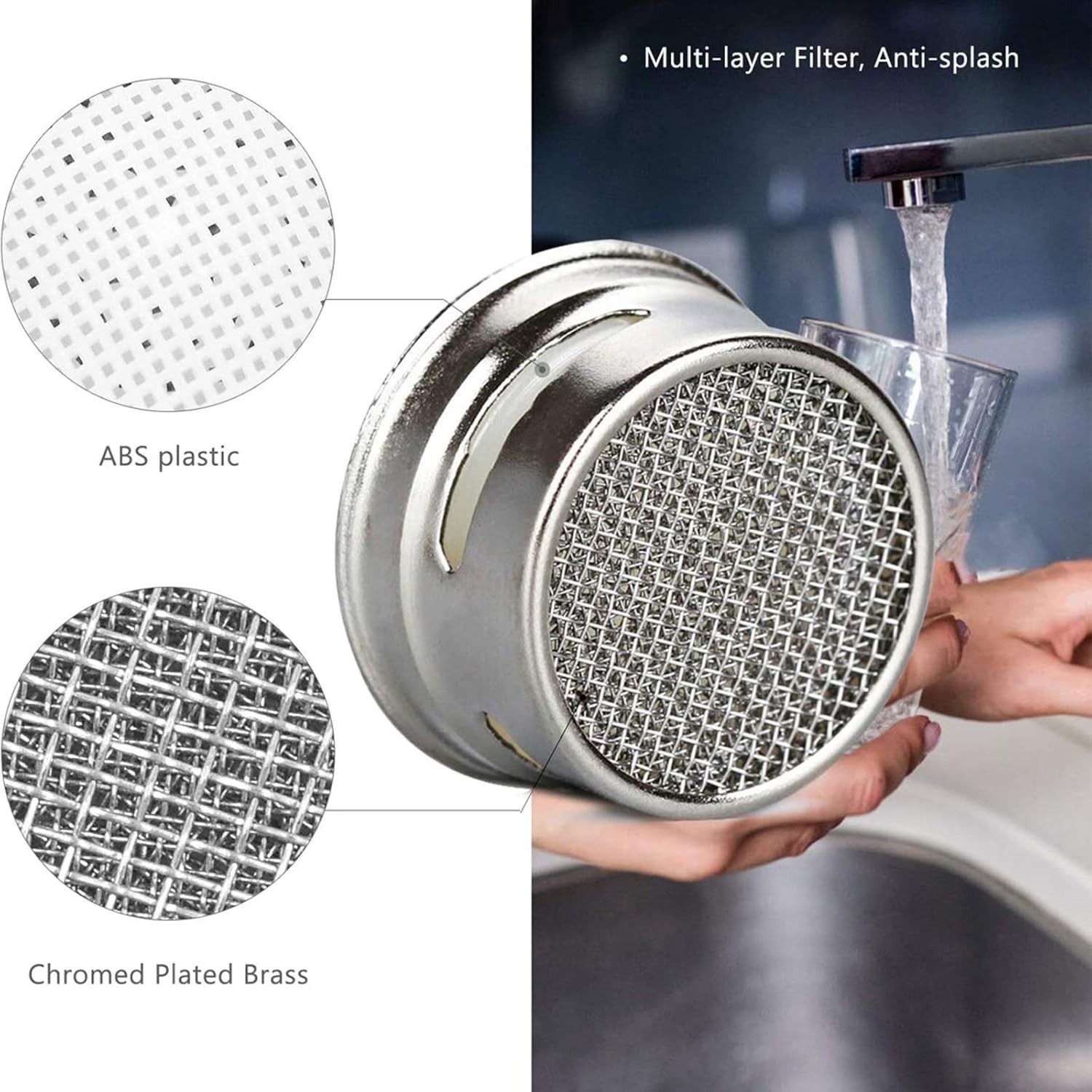 4pcs Faucet Aerators, 2pcs Aerator Filter Replacement Parts, with Brass Housi…