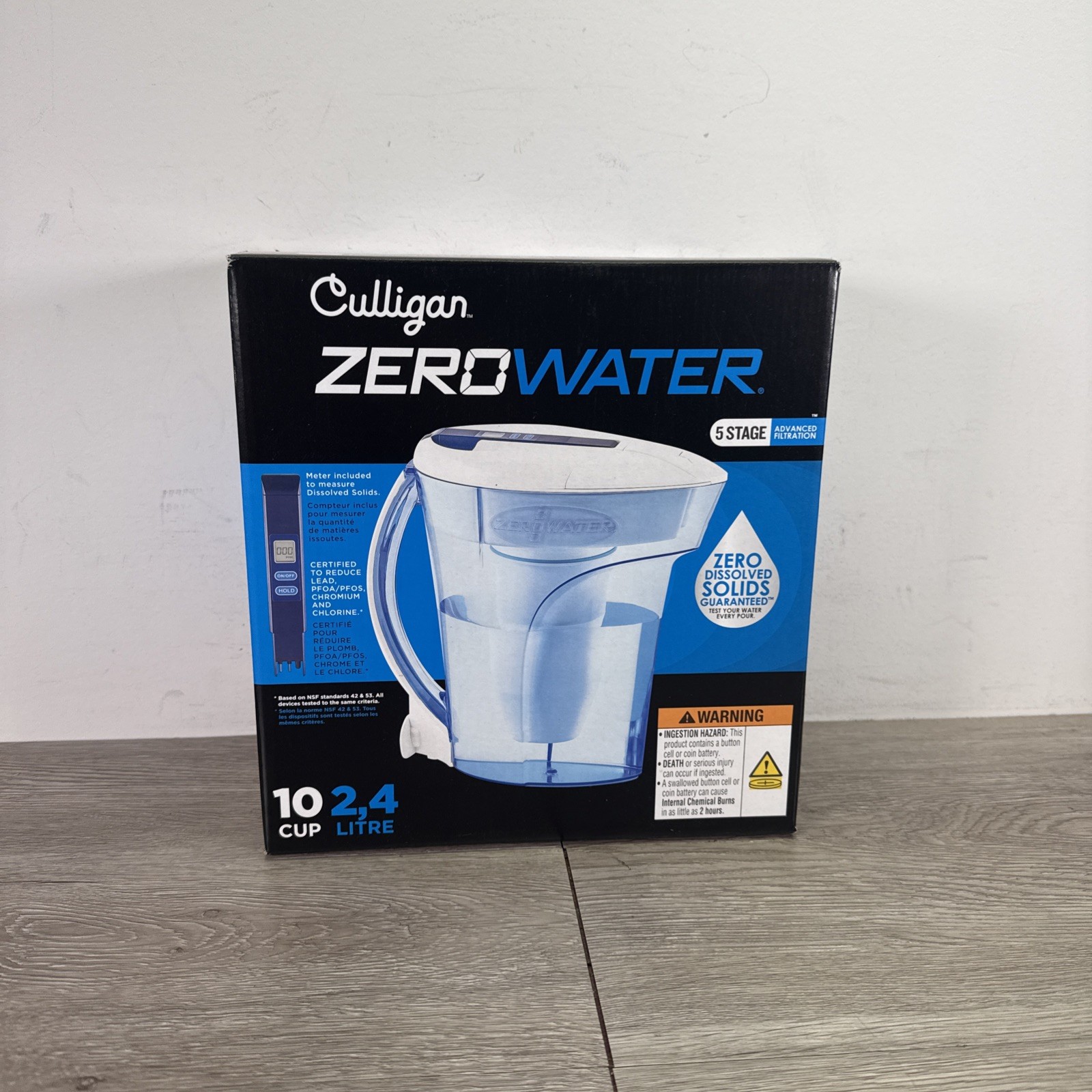 Culligan with ZeroWater Technology 10 Cup Water Filter Pitcher 5-Stage Advanced