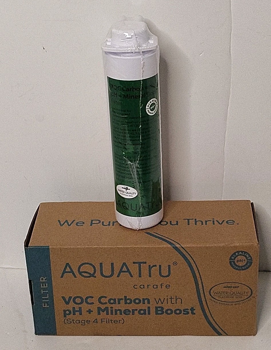 1- Aquatru Stage 4 Carbon PH+ Mineral Water Filter for Countertop CARAFE AT100
