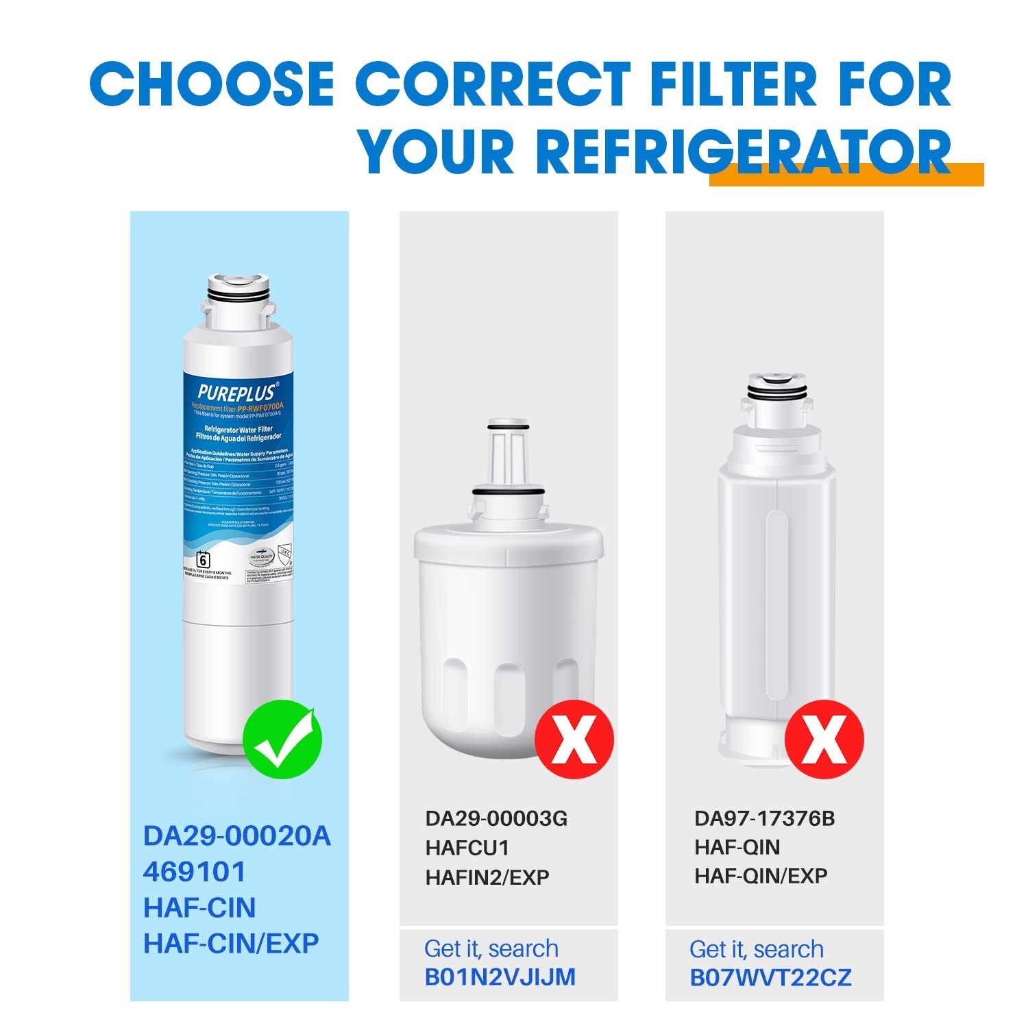 3 PACK PUREPLUS Fits Samsung DA29-00020B HAF-CIN/EXP Compatible Water Filter
