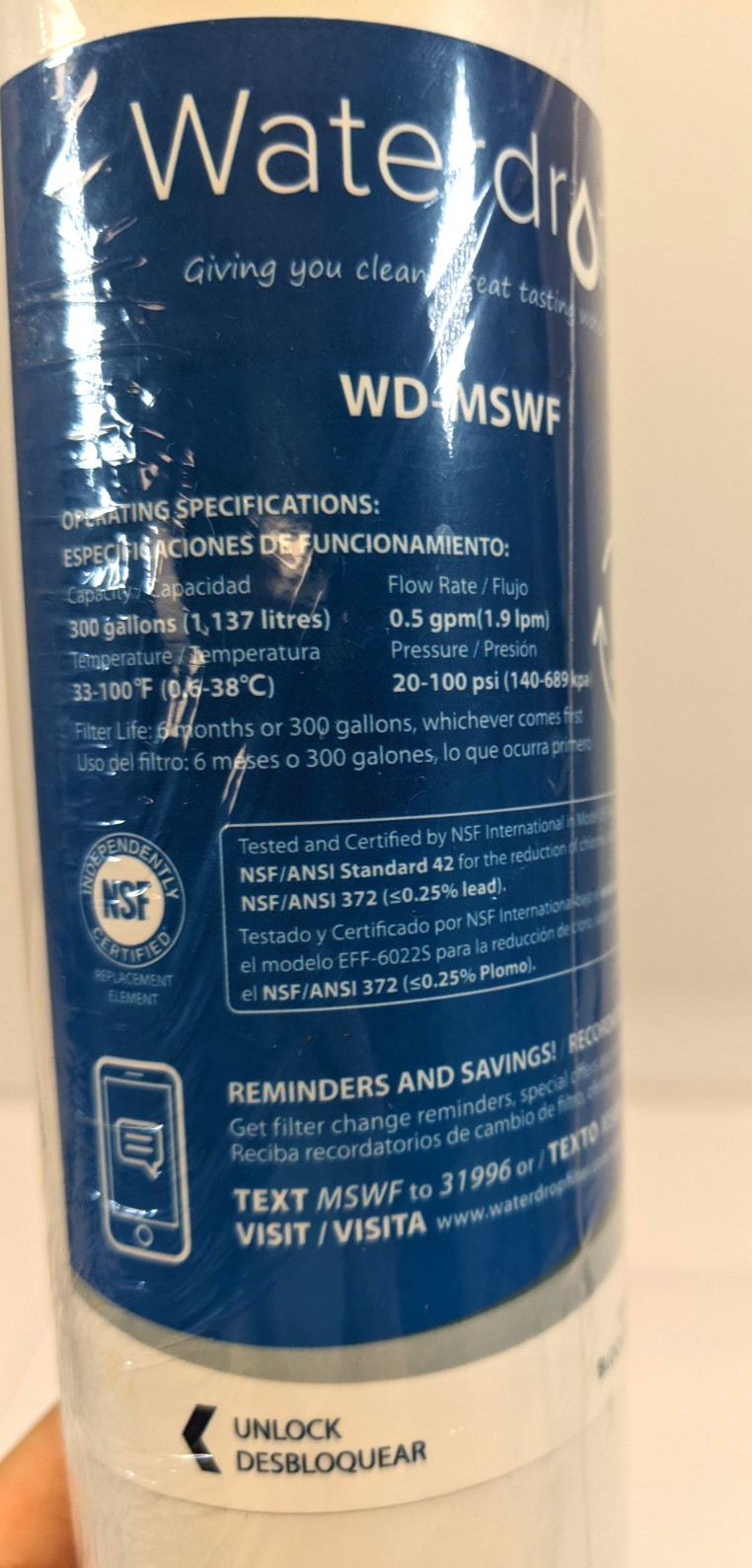 3 Watersrop WD-MSWF Refrigerator Ice & Water Filter MSWF 6 Mths 300 Gallons NEW