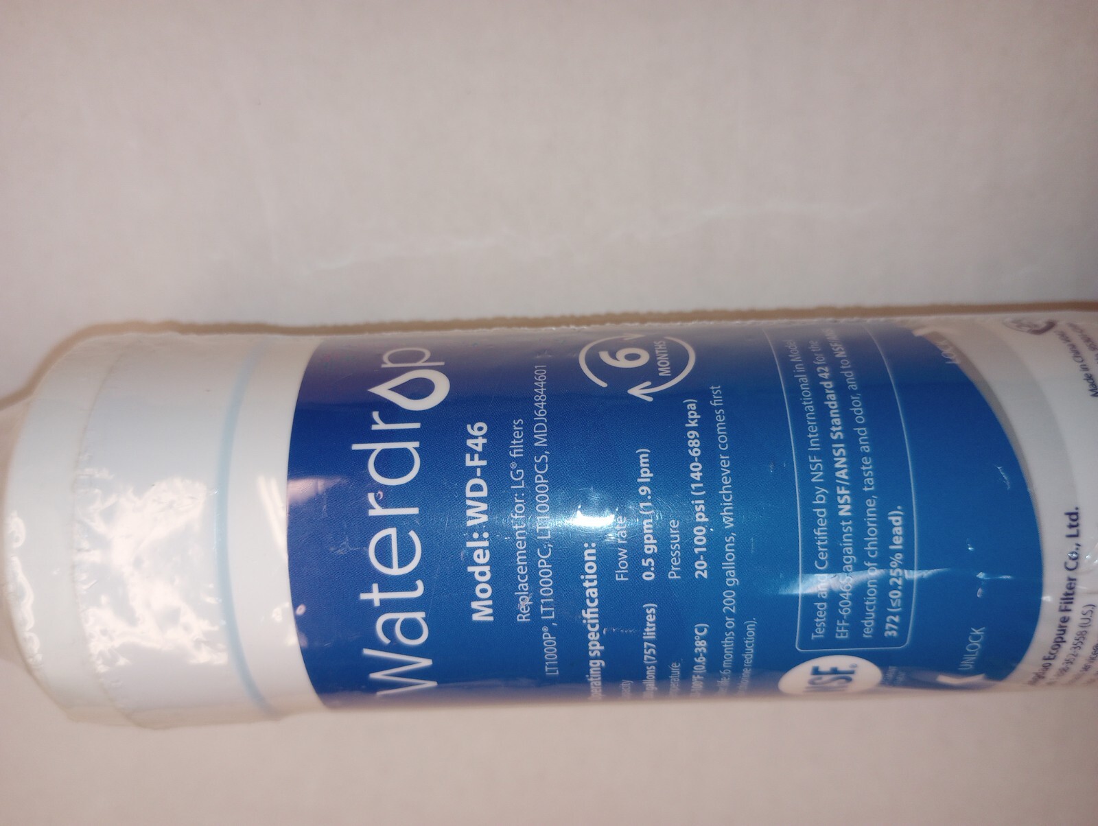 Waterdrop Refrigerator Filter Replacement WD-F46 Open Box New