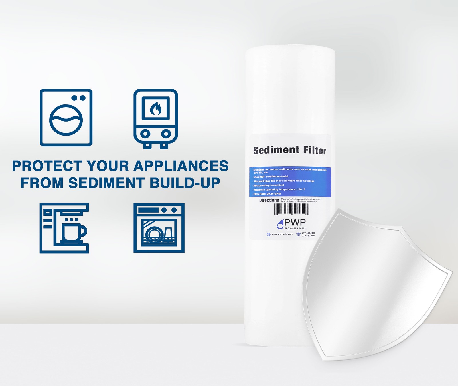 Sediment Melt Blown Water Filter 2.5×20″ Standard 1 Micron 25 Pack