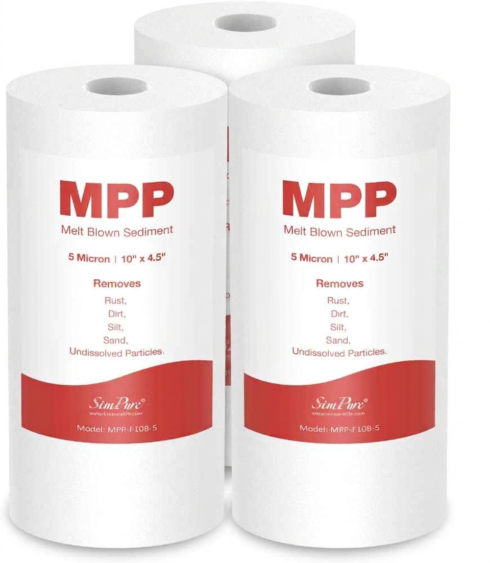 3- Simpure® MPP-F10B-5 Melt Blown Sediment, 5-Micron 10″ x 4.5″ Water Filter NE