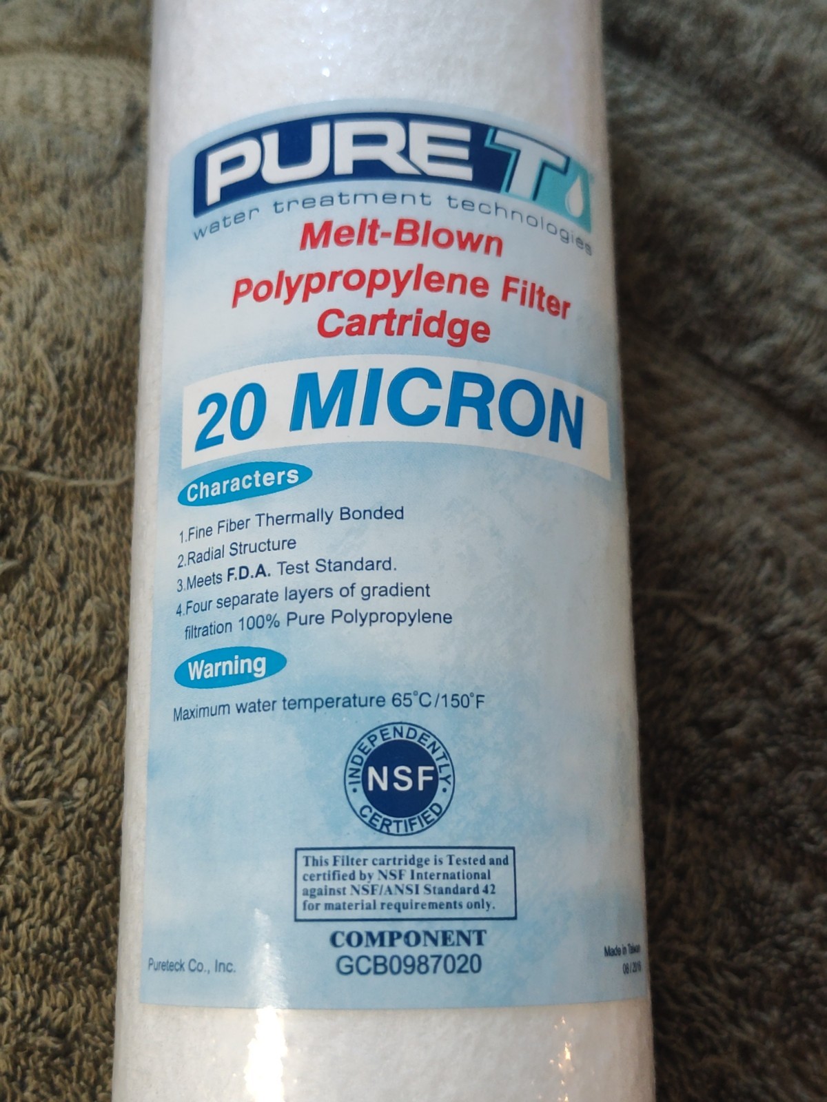 10″x2.5″ Pure T melt-blown Polypropylene Water Filter 20 Micron