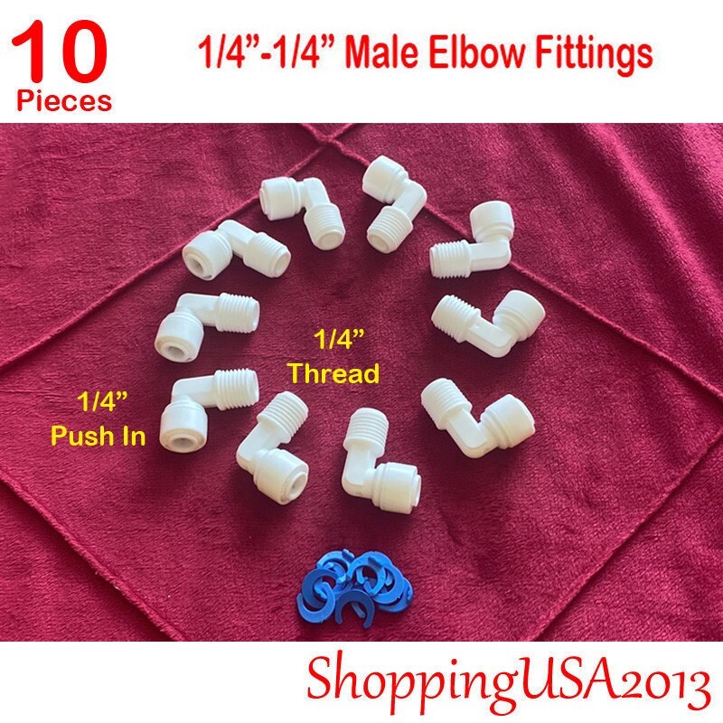 10 Pcs 1/4″-1/4″ Male Elbow Fitting Connector Connection Water Filters/RO system