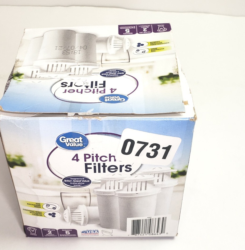 Great Value Universal Pitcher Filter 4 Pack-40 gal per Cartridge Fits Brita New