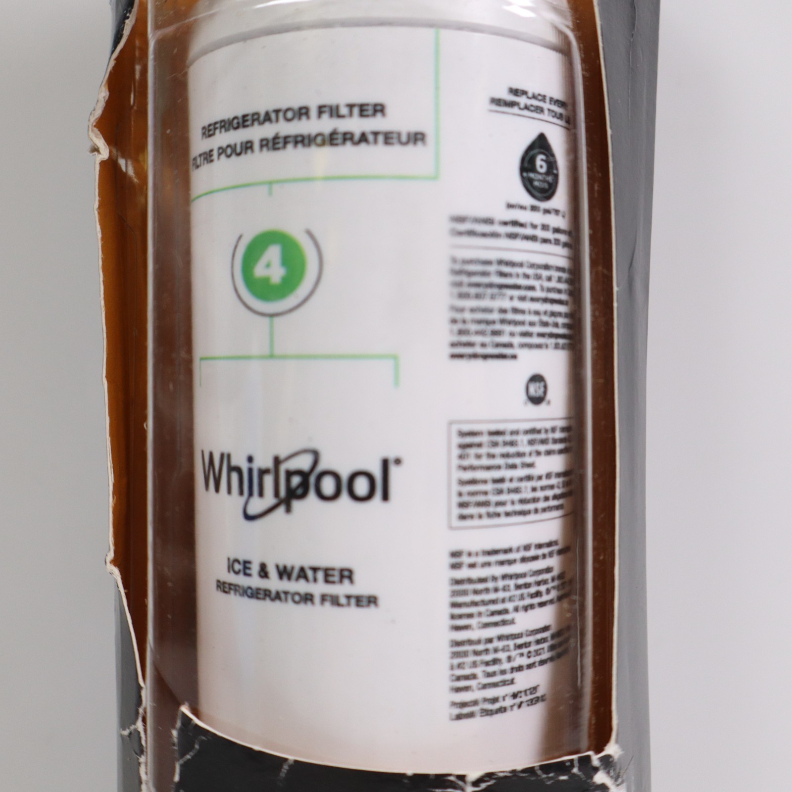 Whirlpool® Refrigerator Ice and Water Filter 4 WHR4RXD1, Single-Pack, Green Open