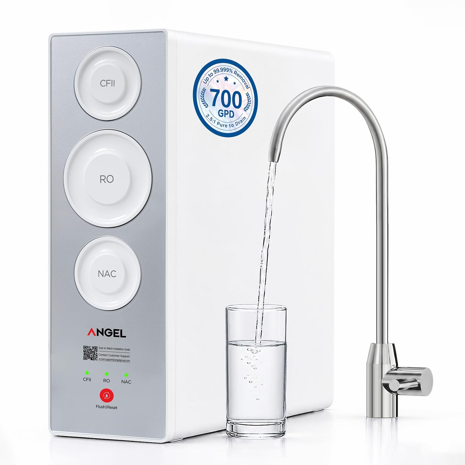 ANGEL X2 Tankless RO System 700GPD, NSF, 99% PFAS Removal, Under Sink w/ Faucet