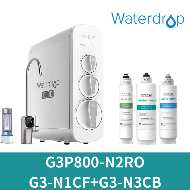 Waterdrop G3P800 Reverse Osmosis System, 800 GPD,G3P800-N2RO & G3-N1CF & G3-N3CB