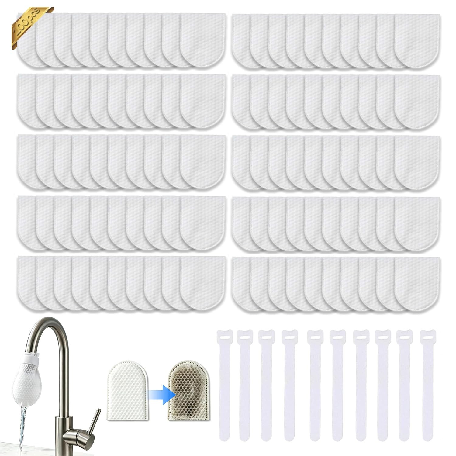 50~250Pcs Faucet Filter Cotton Bags,Anti-Splash Water,Remove Limescale Sand Rust