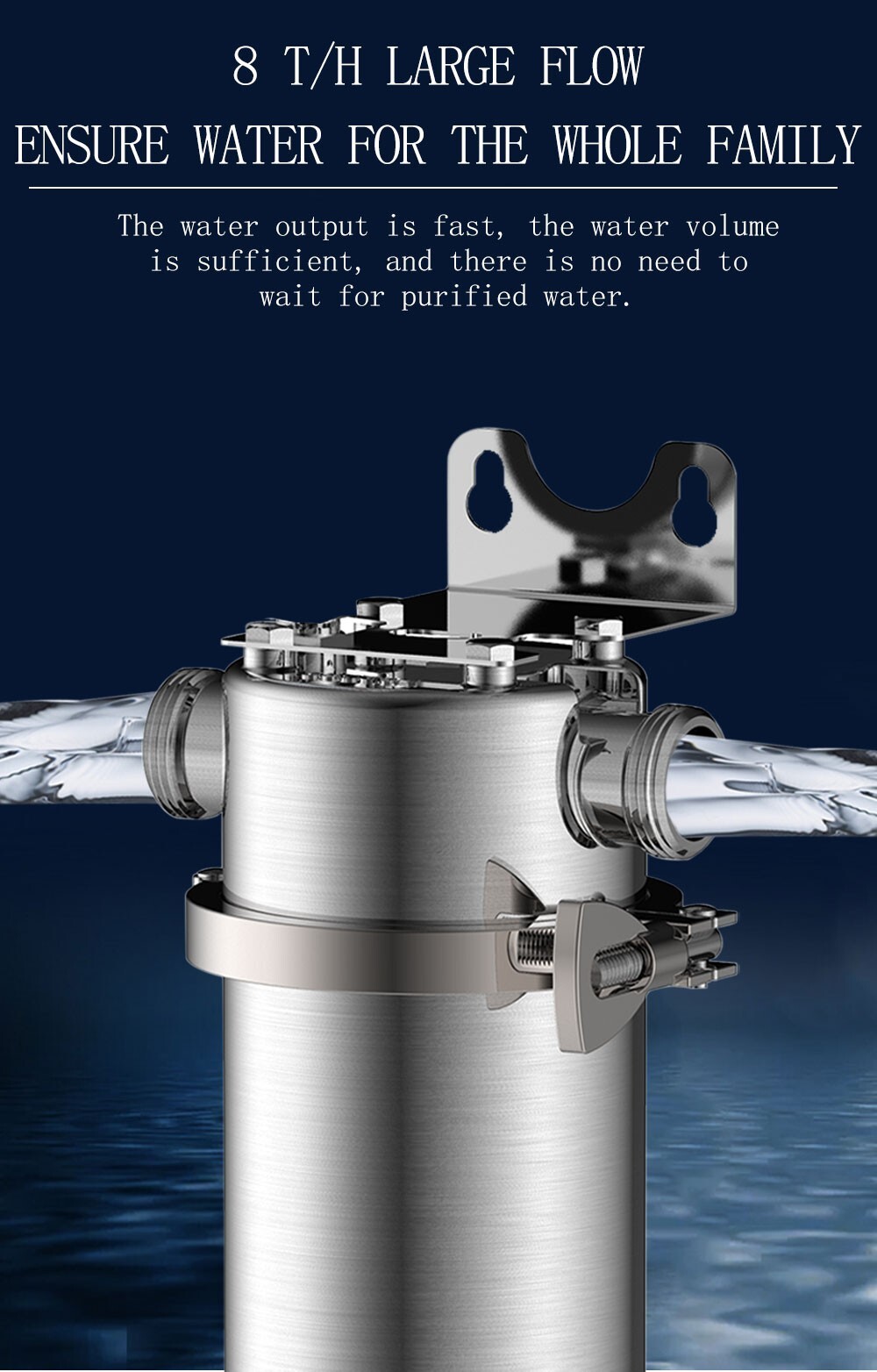 1 Inlet 10in 304 Stainless Steel Front Filter w/ 40μm Filter Screen 8000L/h