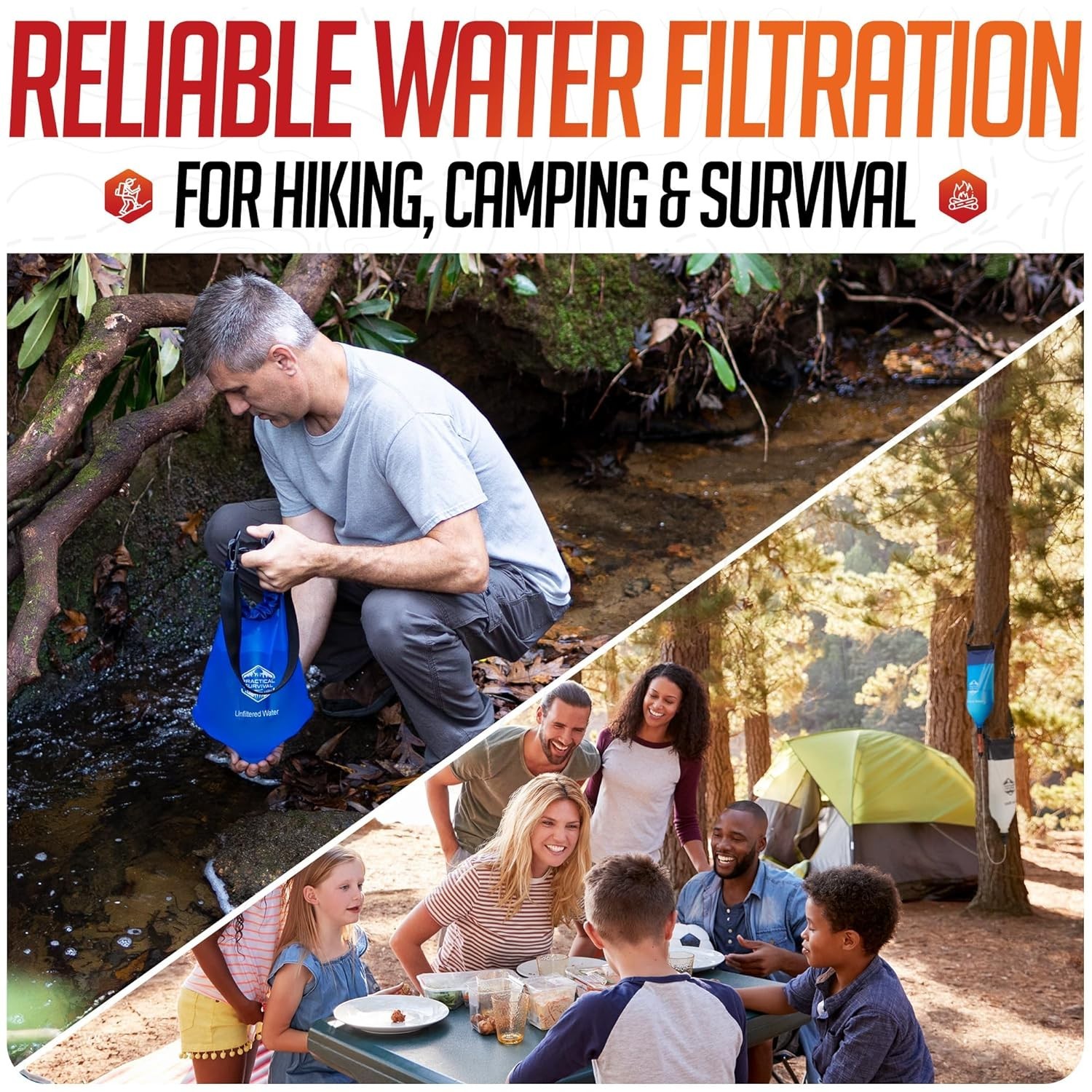 High Capacity Gravity Filtration – 99.99% Pure Water for Outdoor Adventures