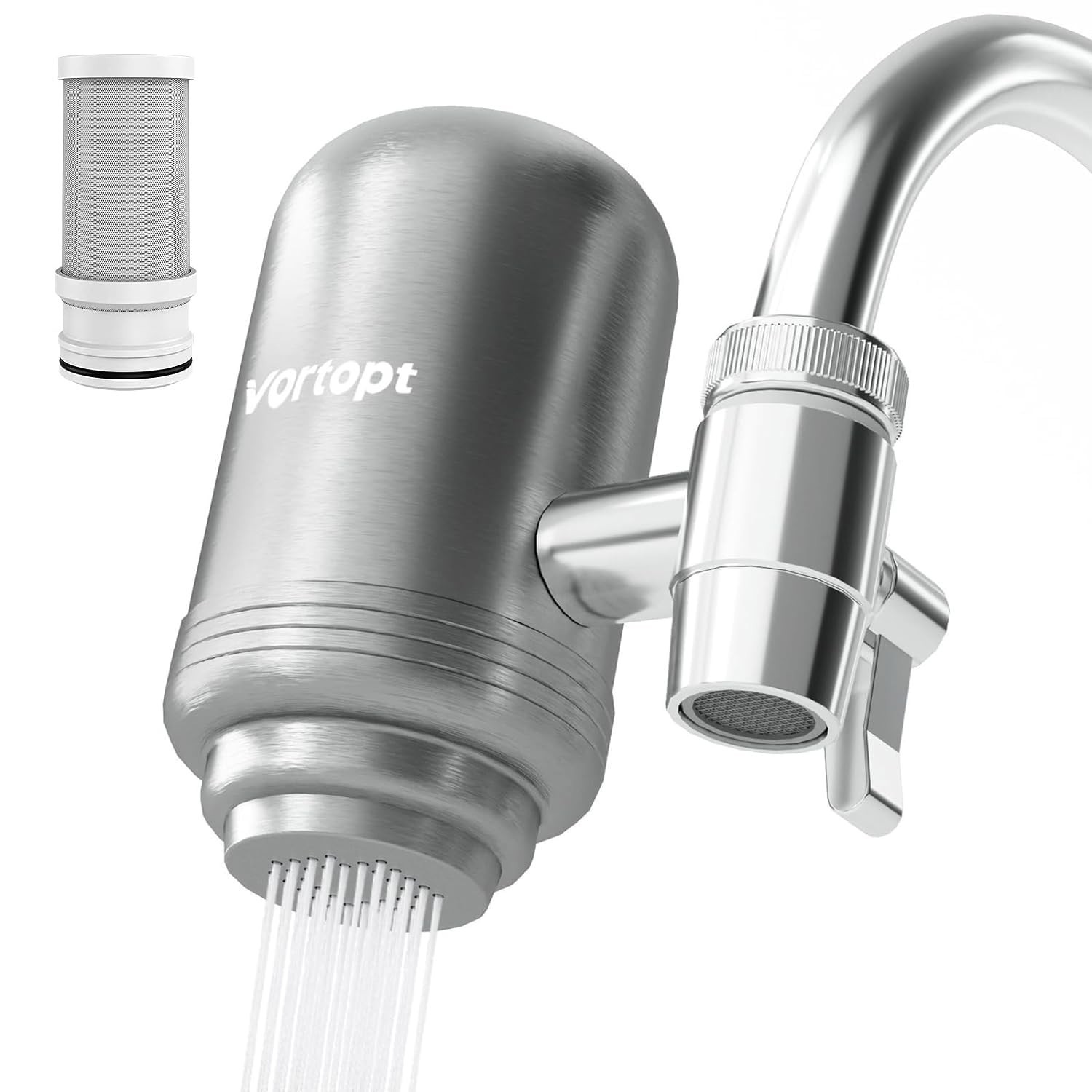 Faucet Water Filter for Sink, Rapid Flow – 400 Gallons Faucet Mount Water Fil…
