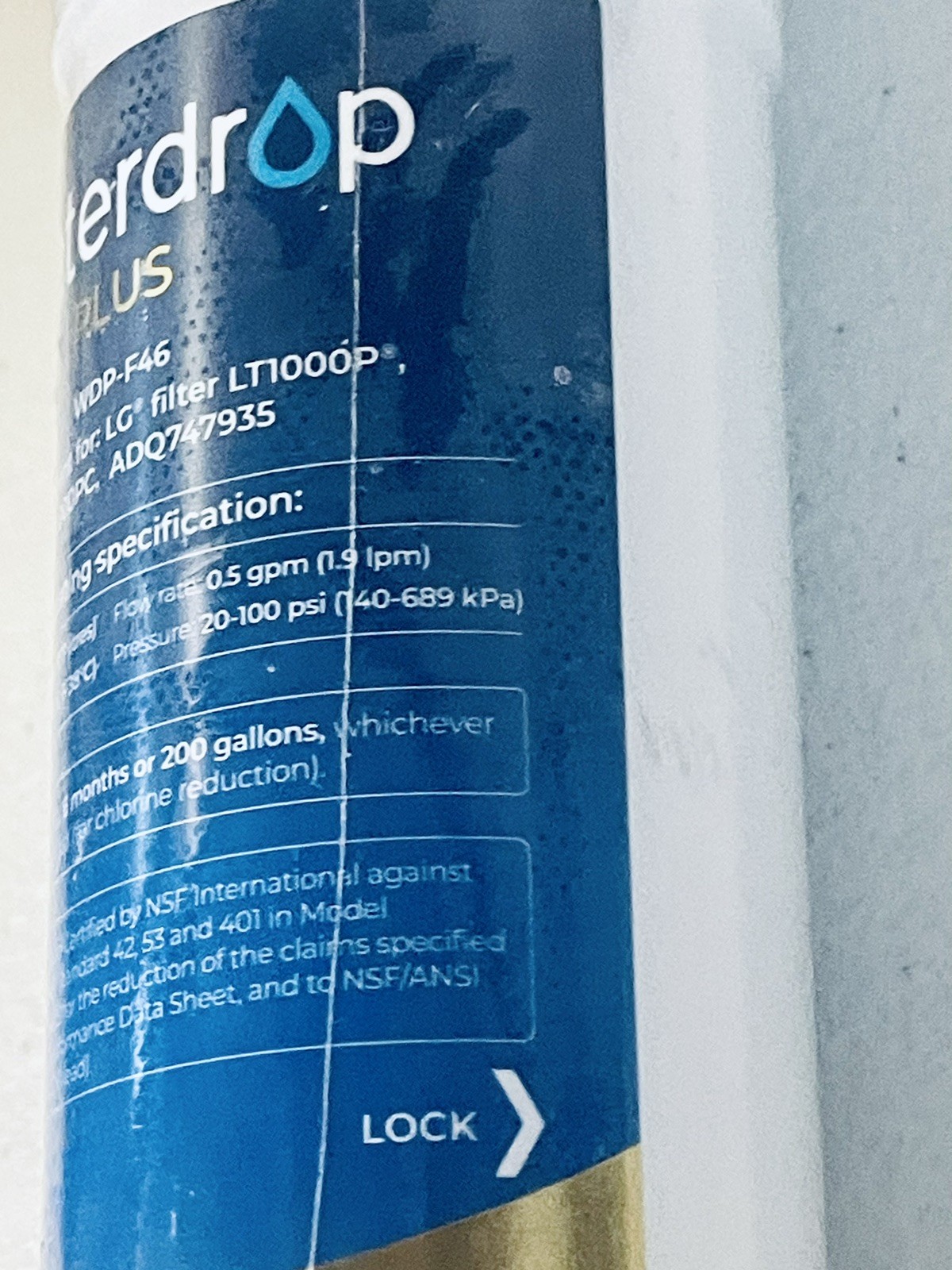 Waterdrop Plus WDP-F46 Refrigerator Water Filter For Select LG Kenmore NWOB