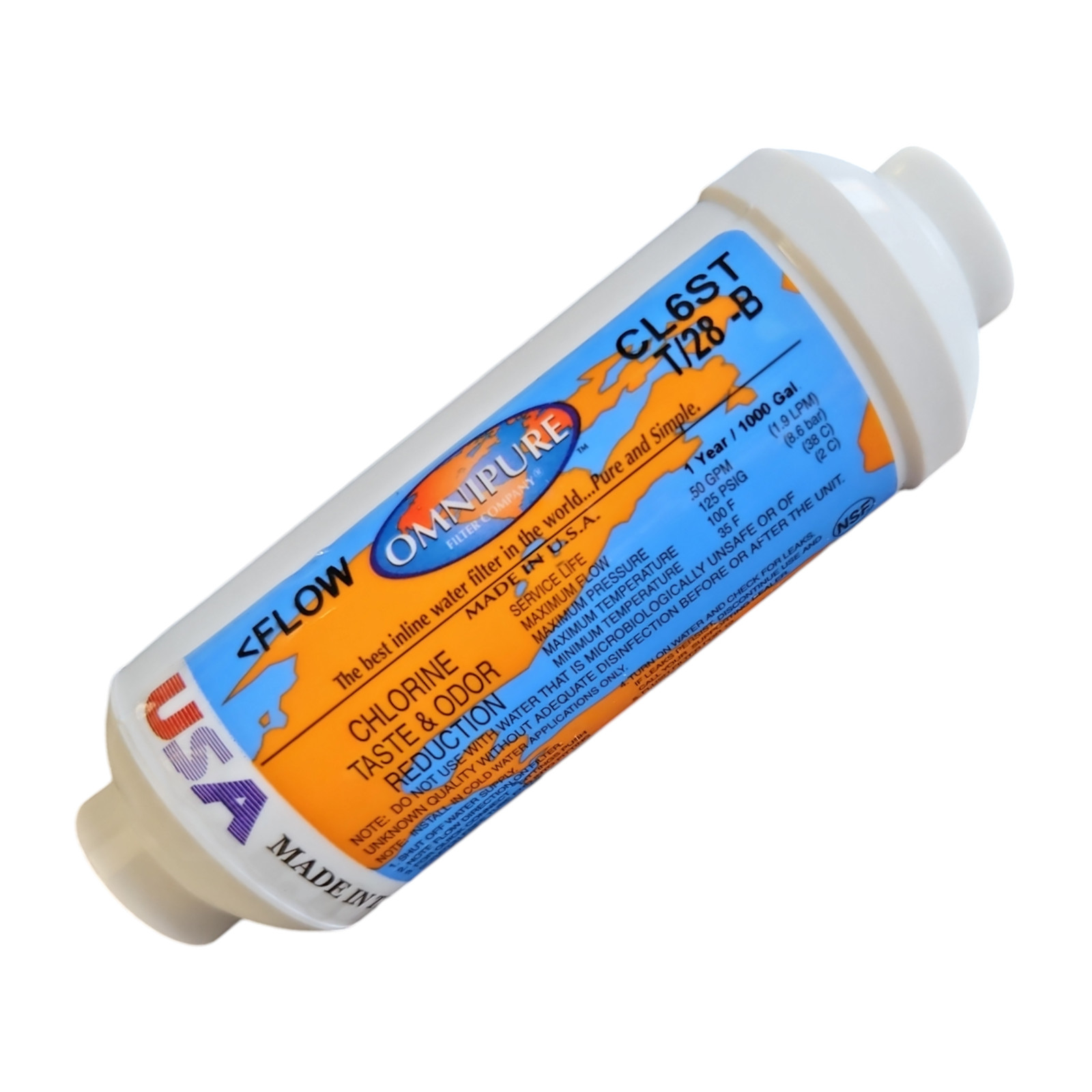Omnipure CL6ST/28-B Carbon filter for Chlorine and Taste 6″x 2″ for 1/4″ FPT 3PK