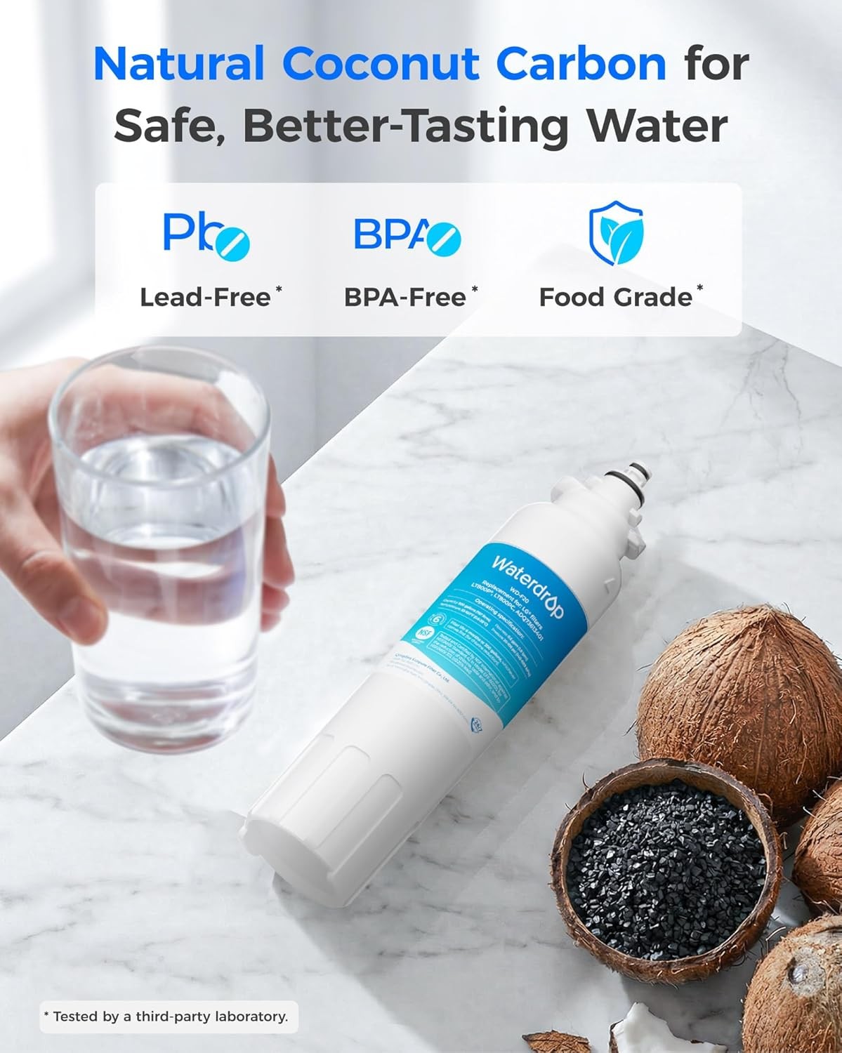 Waterdrop Refrigerator Water Filter, Replacement for LG® LT800P®, Pack of 6
