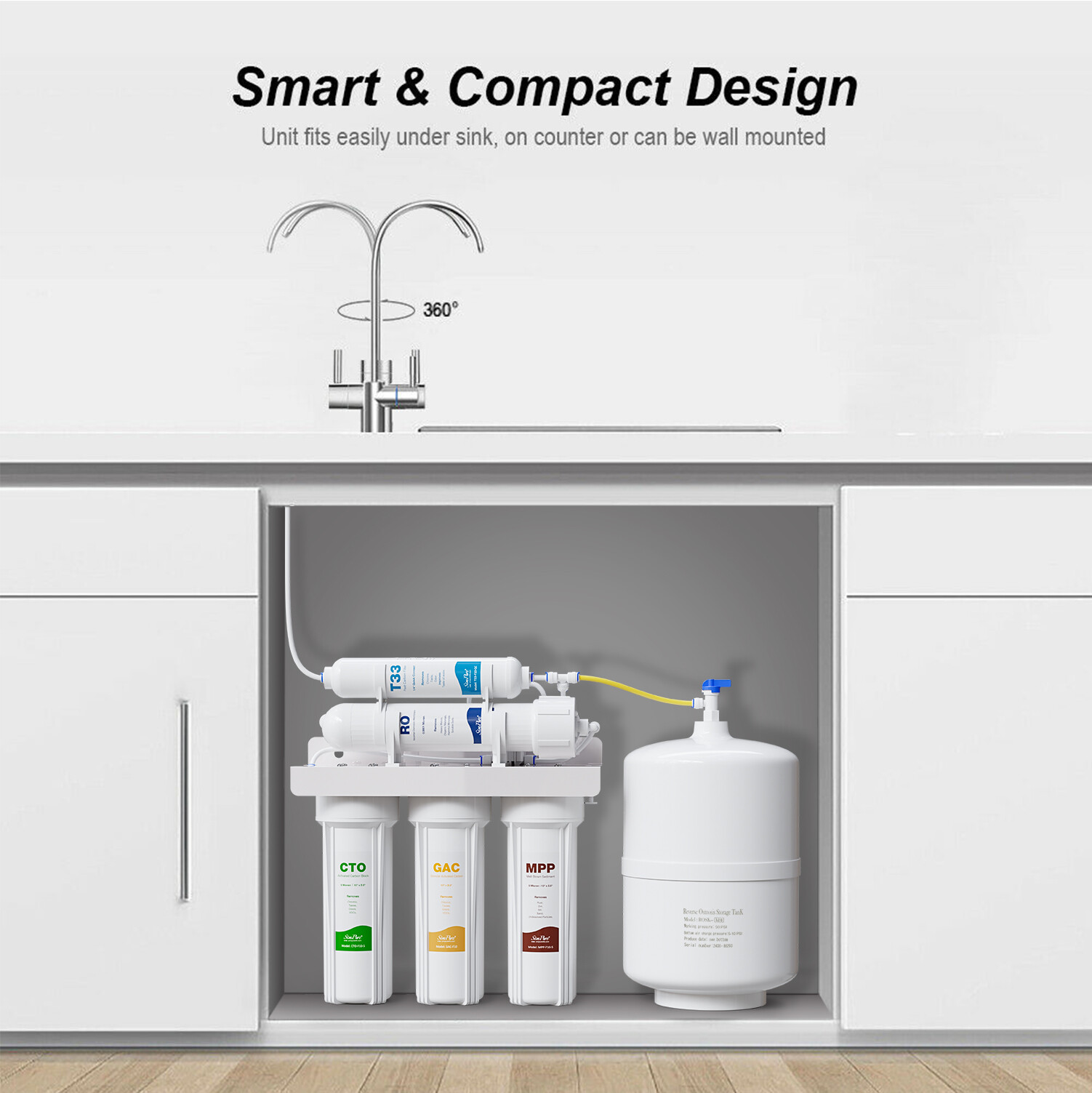 100GPD 5 Stage Under Sink Ro Reverse Osmosis System Drinking Water Filtration
